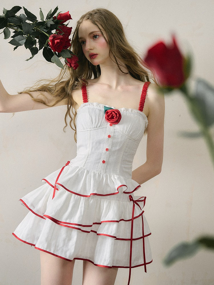 Sweet Girl Style Jacquard Suspender Dress