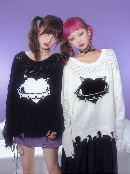 Hollow Love Jacquard Pullover Sweater