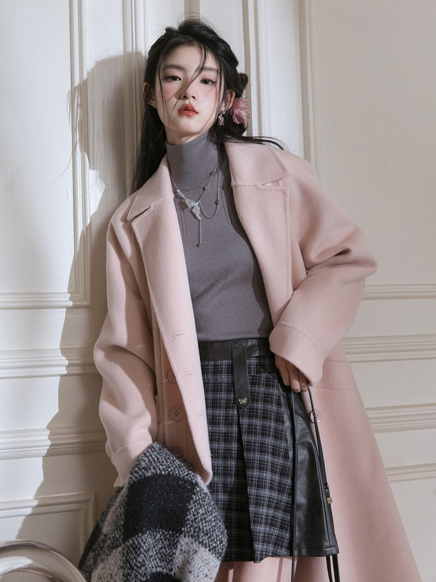 Manteau long en laine à double poitrine