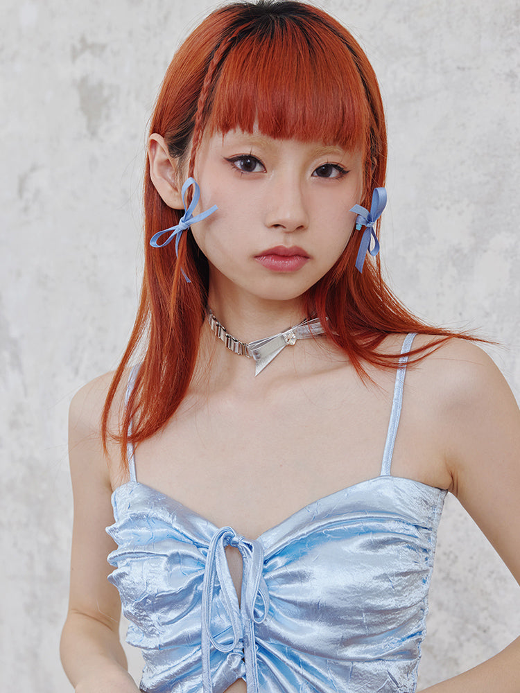 PU Zircon Bow Choker &amp; Hair Accessory