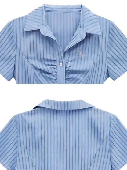 Striped Waist Slim Shirt