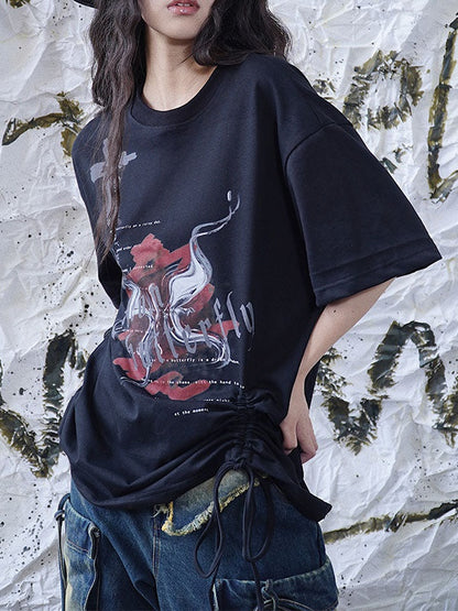 Drawstring Street Loose T-shirt