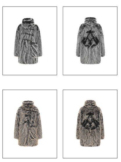 Back Embroidery Fur Coat