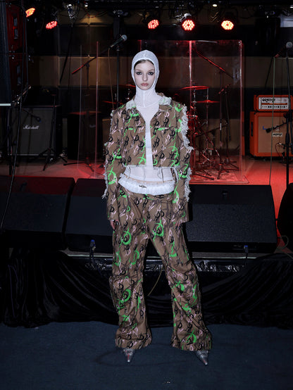 Camouflage Destruction Loose Short Jacket