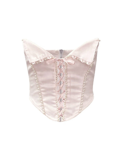 Organza Puffy Suspender Dress &amp; Pearl Corset