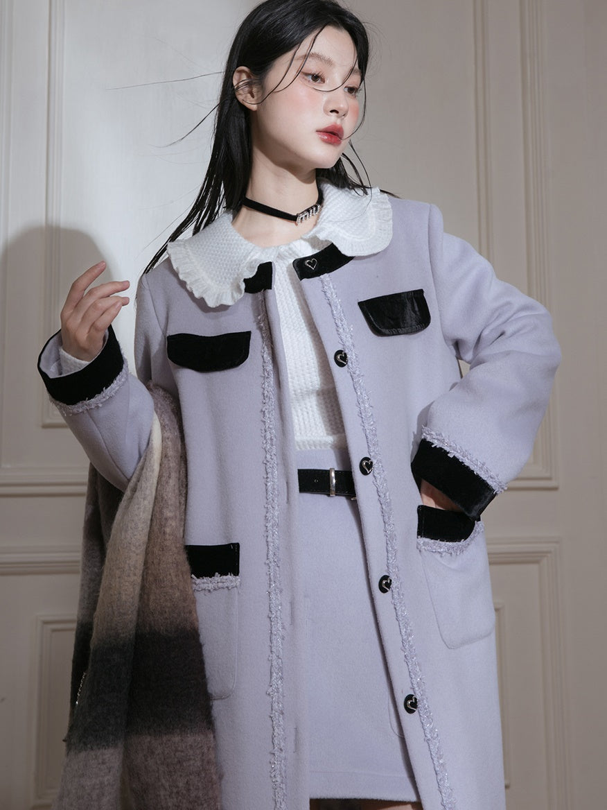 Kontrastfarbe No-Collar Long Jacket &amp; A-Line-Rock