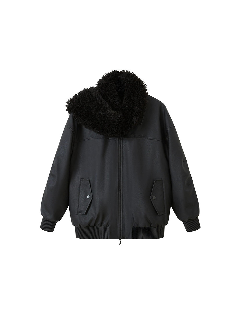 Pelzschal mattes Leder lose Jacke