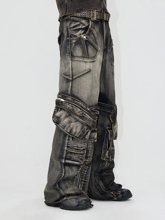 Zipper And Removable Pockets Work Jeans – ARCANA ARCHIVE