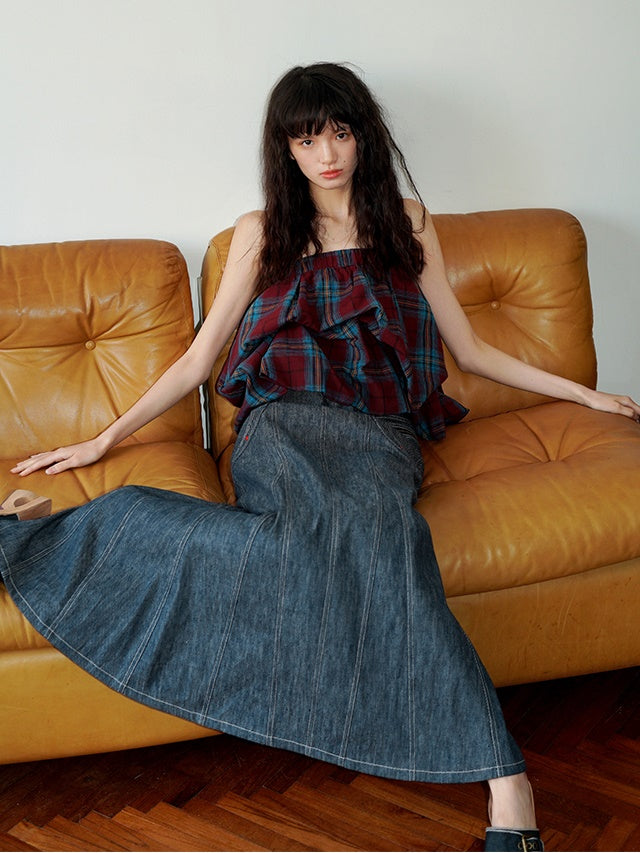 Imitation Denim Mermaid Long Skirt