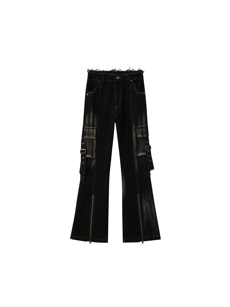 Zipper Flared Pants