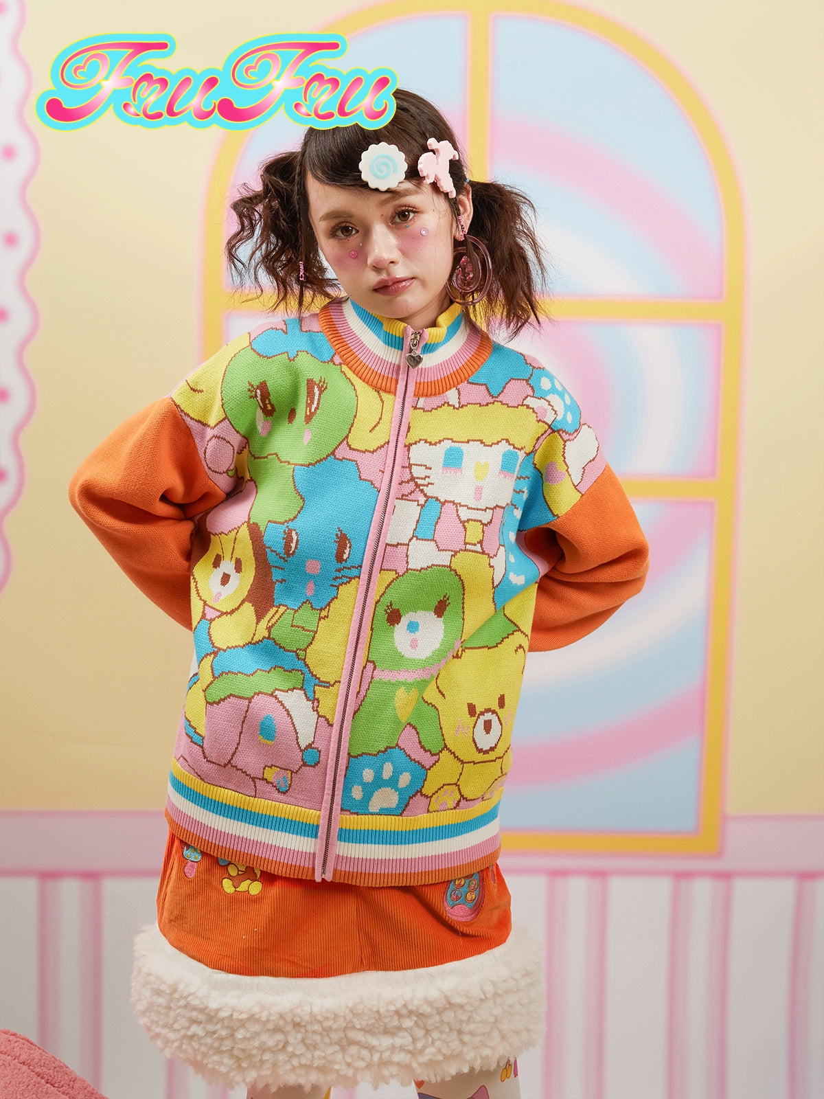 Cartoon Retro Retro Tricot Cardigan Veste