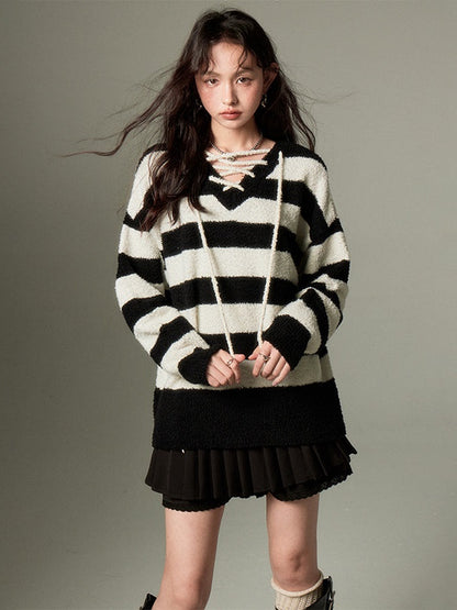 Border Strappy Knitted Pullover