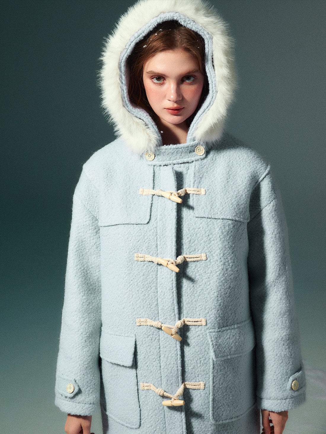 Duffle-coat à capuche à capuche en fourrure