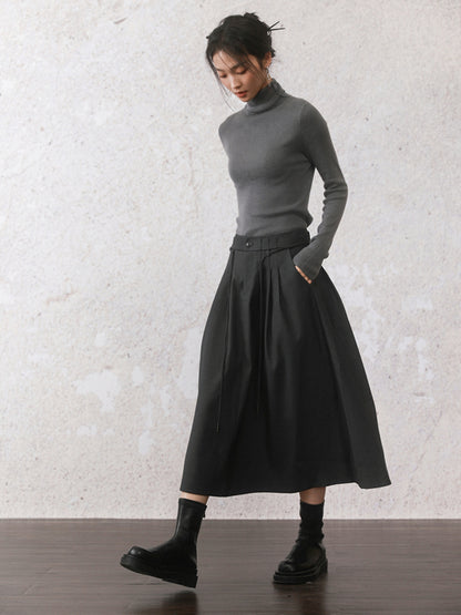 College Style Strapped Pleated Skirt