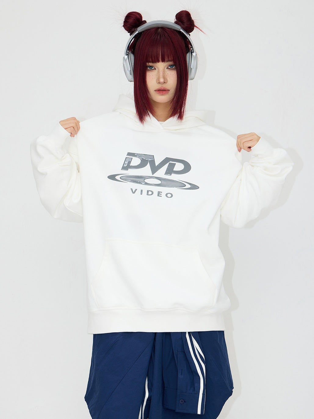 DVD Printed Hidden Zipper Hooded Sweat