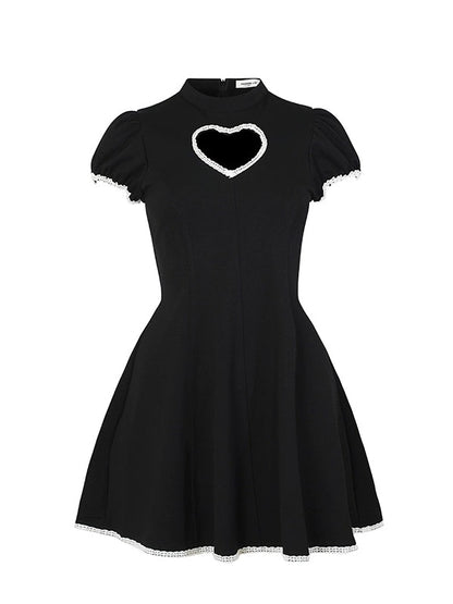 Hollow Love Heart Slim Bud Sleeve One-piece