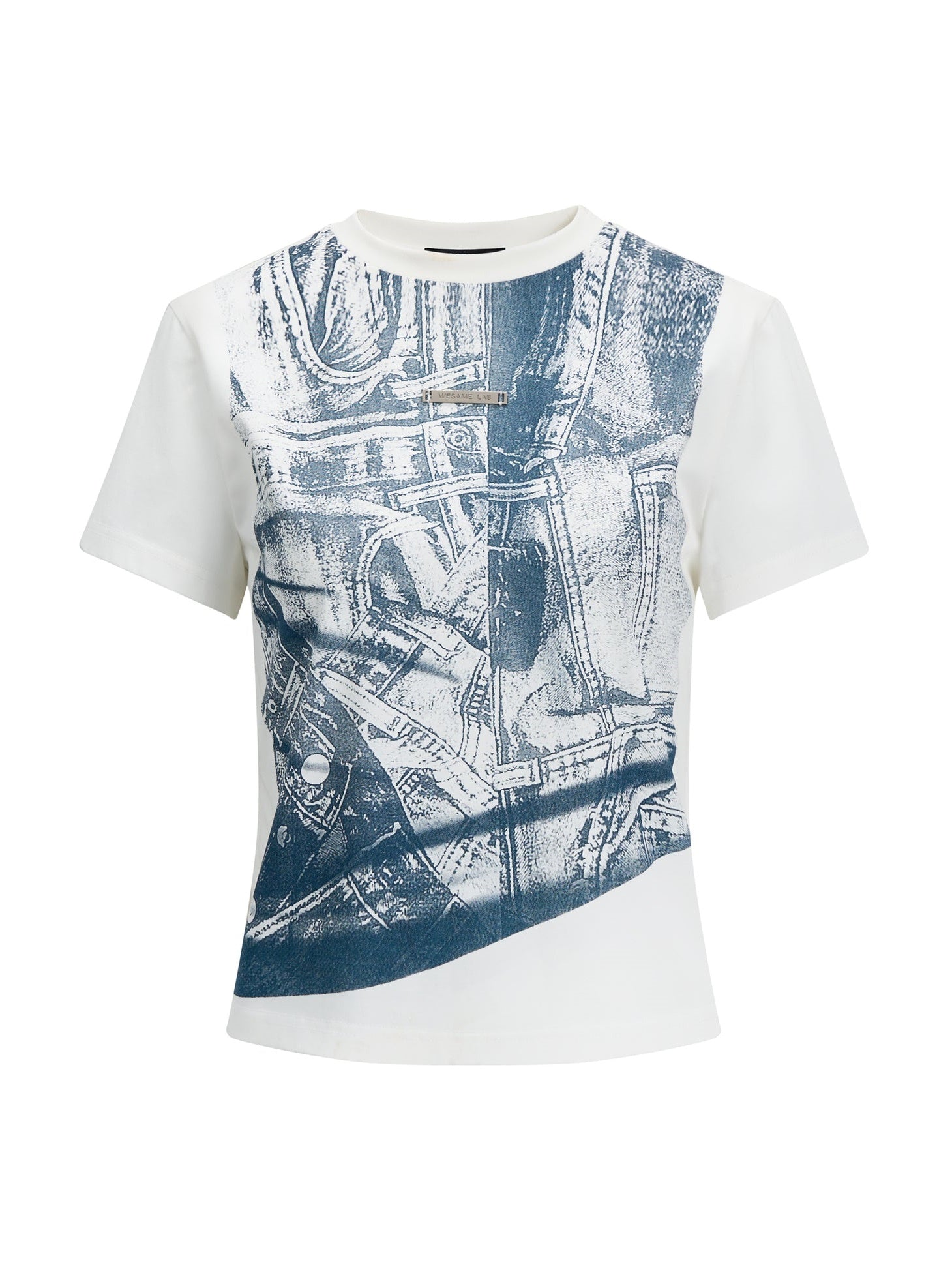 Denim-Druckkurzarm-T-Shirt