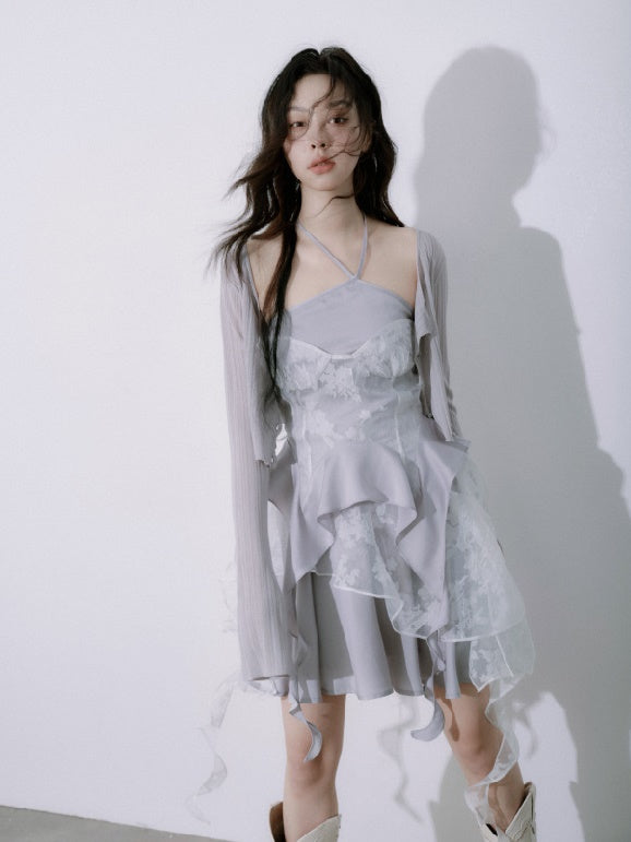 Lace Fungus Sling Top &amp; Irregular Frill Skirt