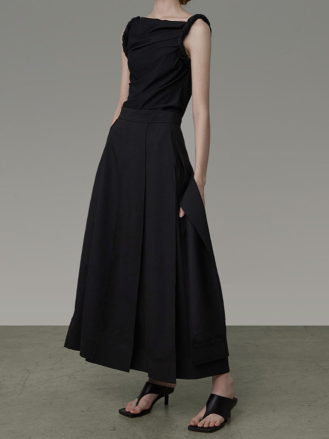 Layered Design A-line Long Skirt