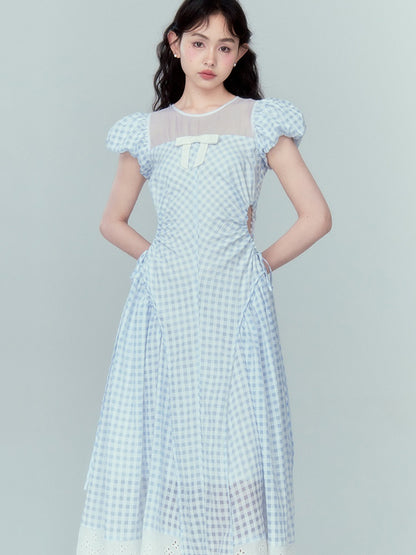 Plaid High Waist Hollow Dress