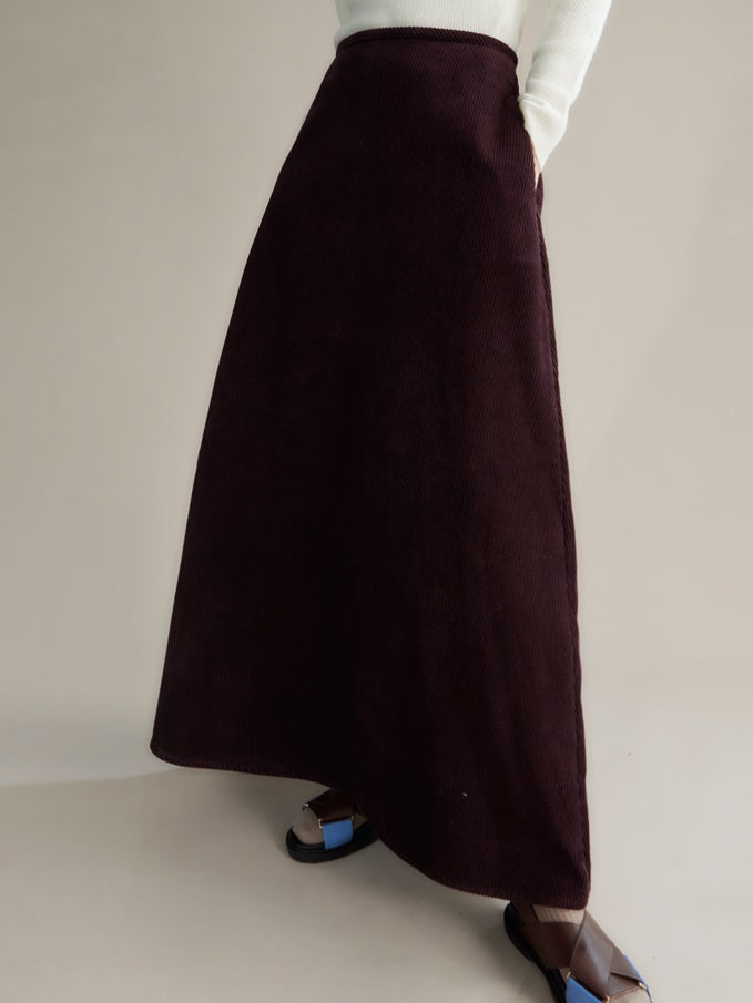 Retro Corduroy A-line Long Skirt