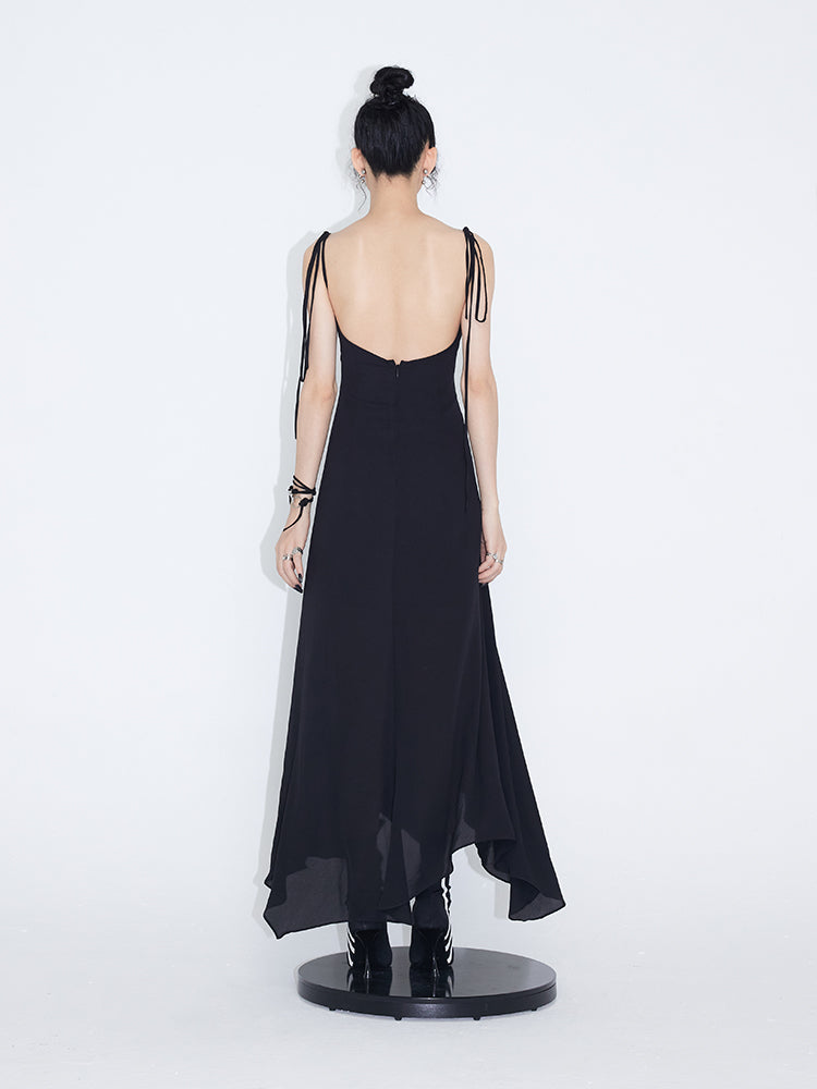 Asymmetrical Hem Chiffon Strap Dress