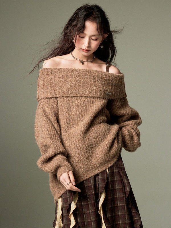 One-Shoulder-Riemen loser Pullover