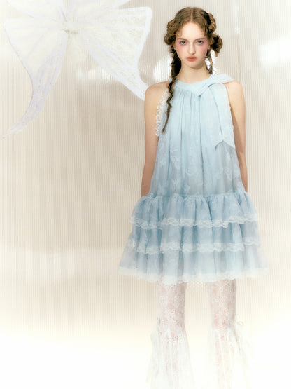 Butterfly Organza Lace Sleeveless Dress