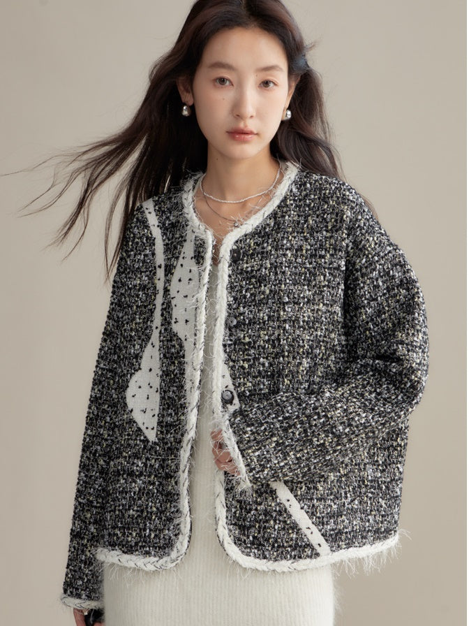 Stichdesign monotone Tweedjacke