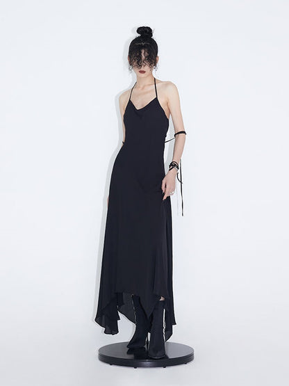 Asymmetrical Hem Chiffon Strap Dress