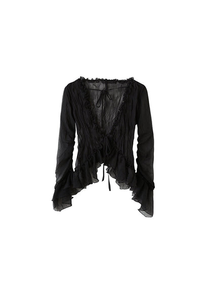 Frilled Chiffon Ruffle Cardigan