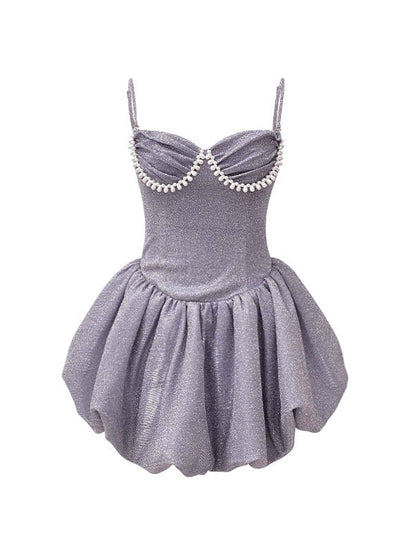 Glitter Mermaid Pearl Decorated Bud Suspender Dress