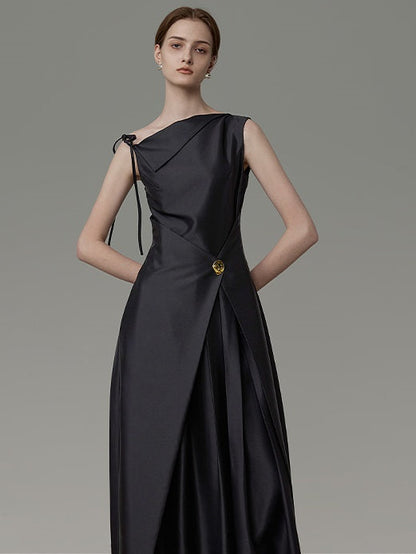 Asymmetry Design Waist Shape Sleeveless Dress