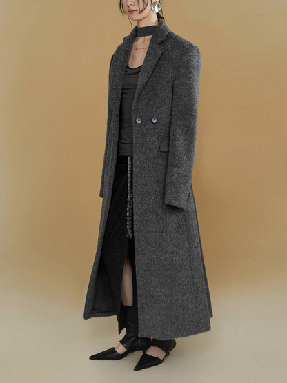 Wide Shoulder One Button Long Coat