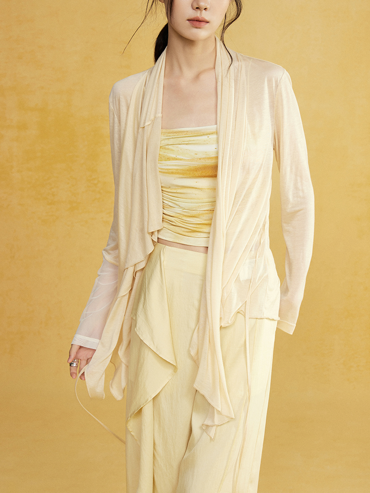 Light Knitted Drape Gown Cardigan