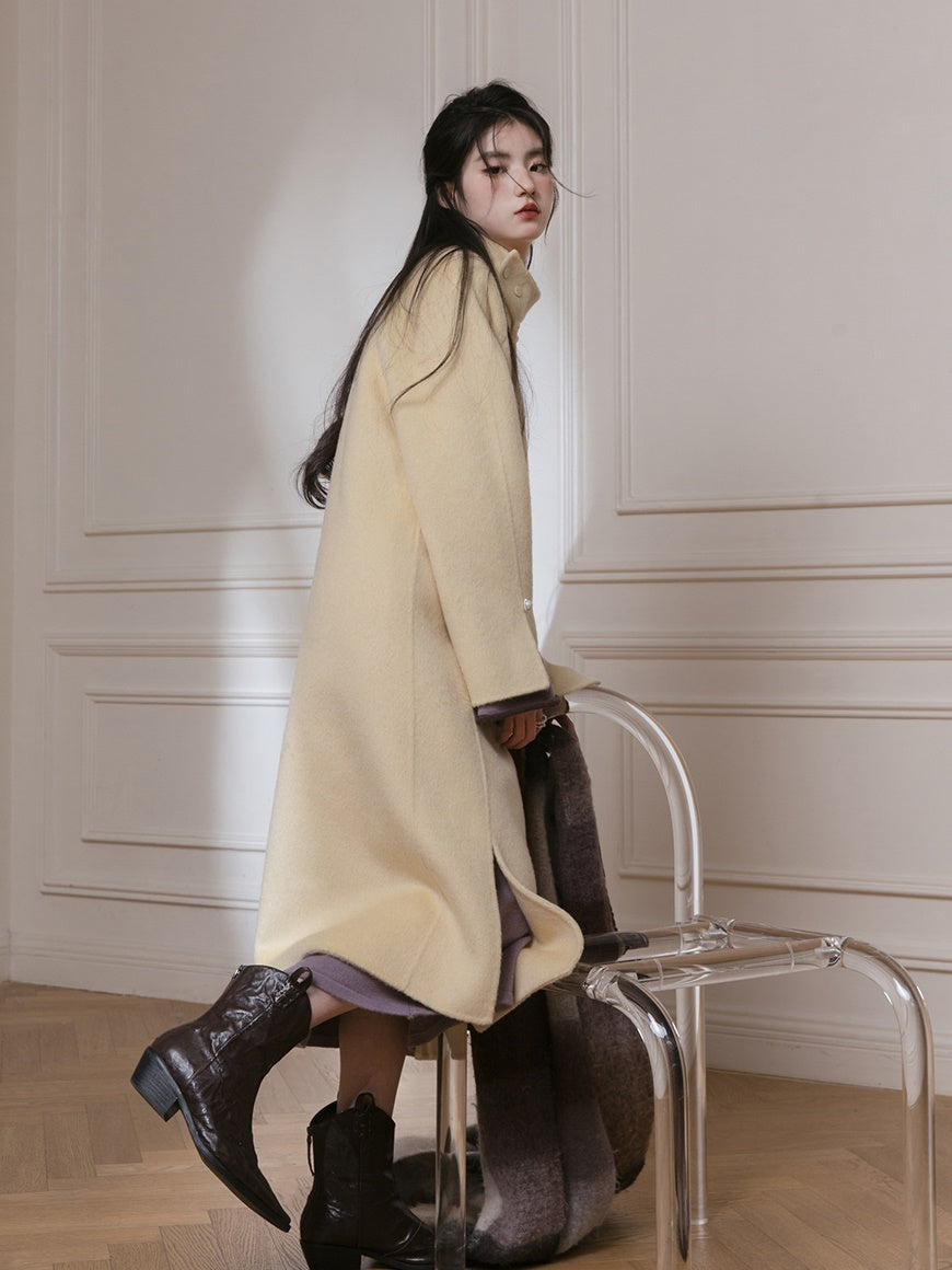 Stand Collar Slit Long Coat – ARCANA ARCHIVE