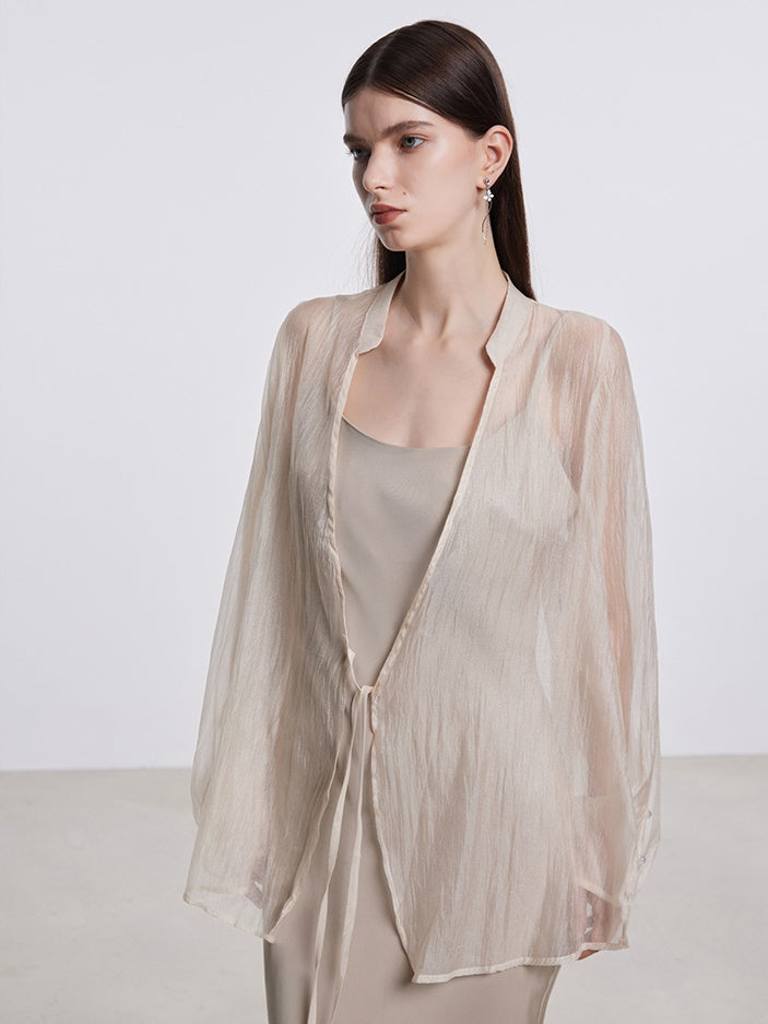 Long Sling Dress &amp; Sun Protection Sheer Cardigan