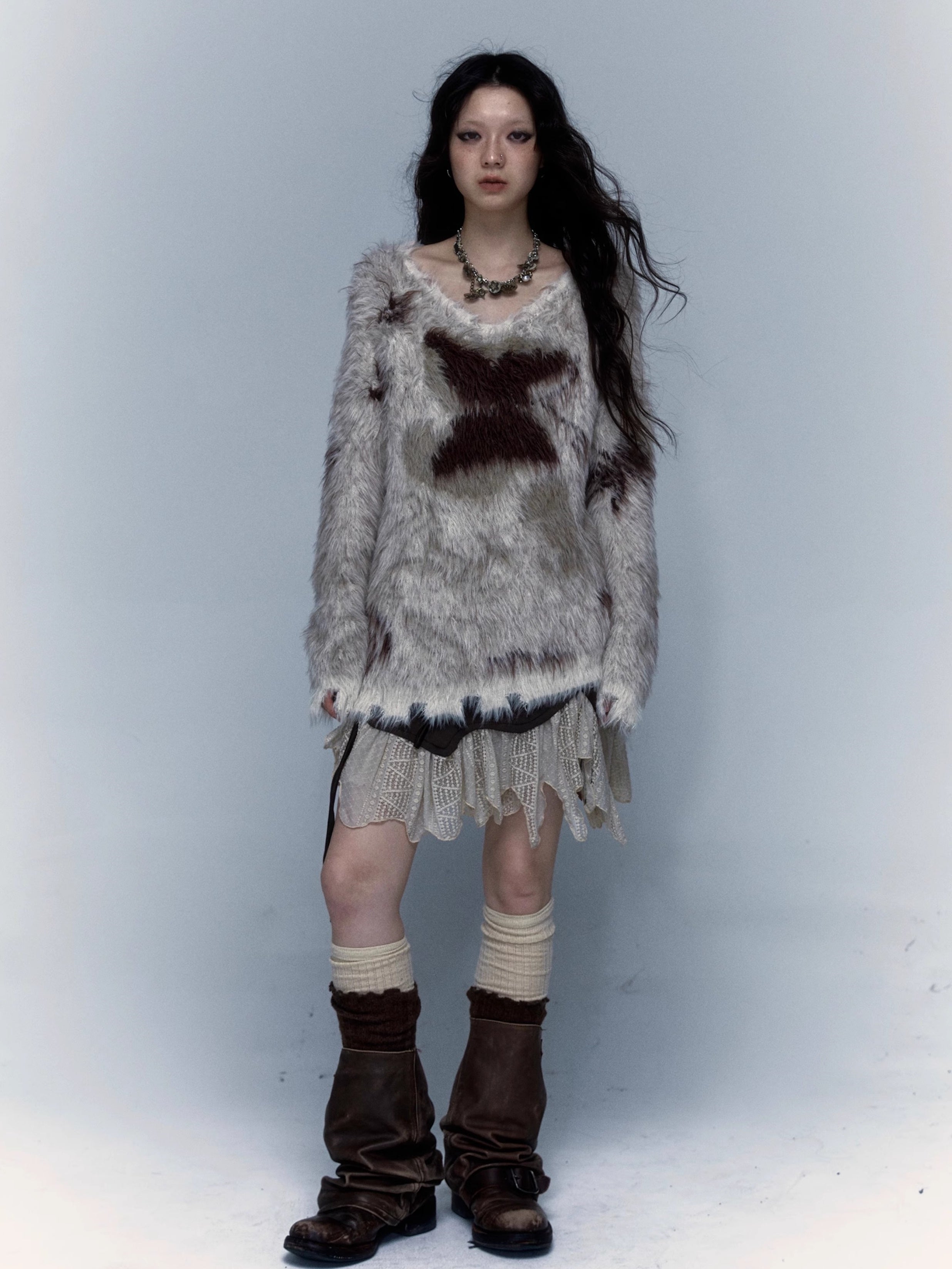 Jacquard Imitation Mink Loose Pullover