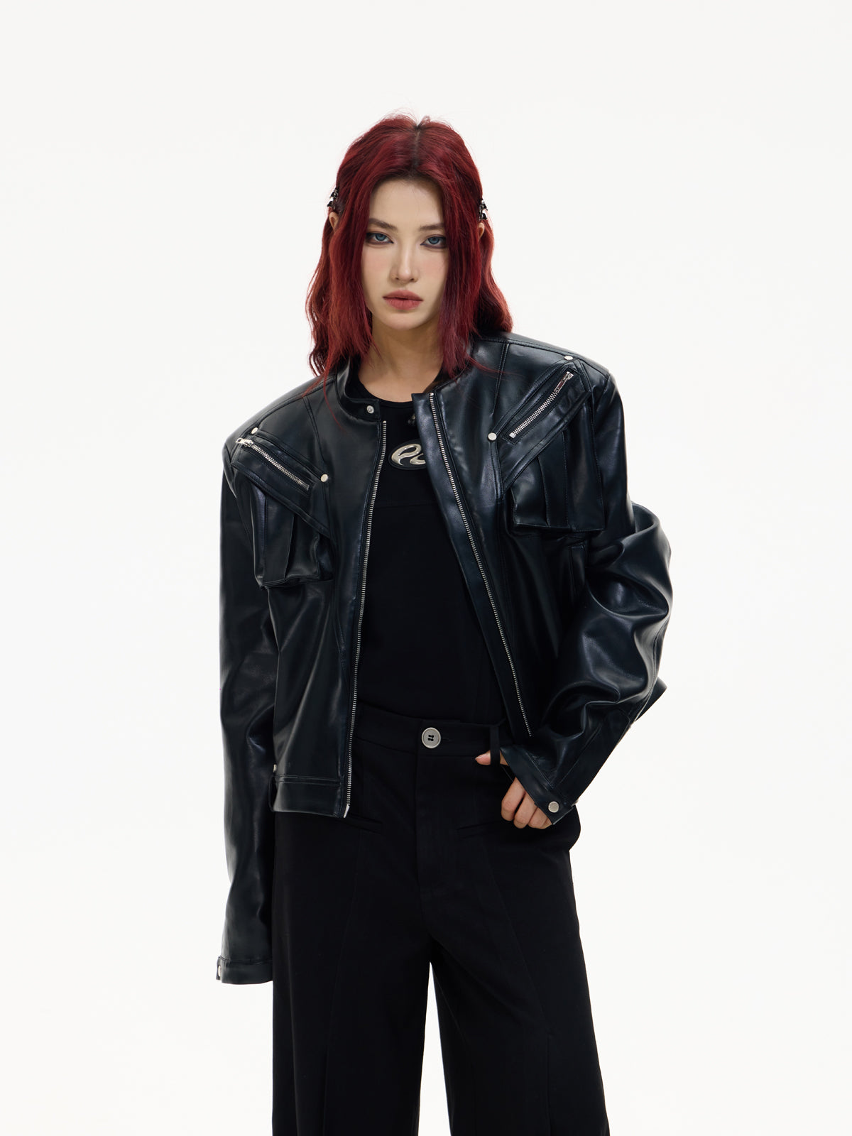 Stand Collar Niche Short Leather Jacket