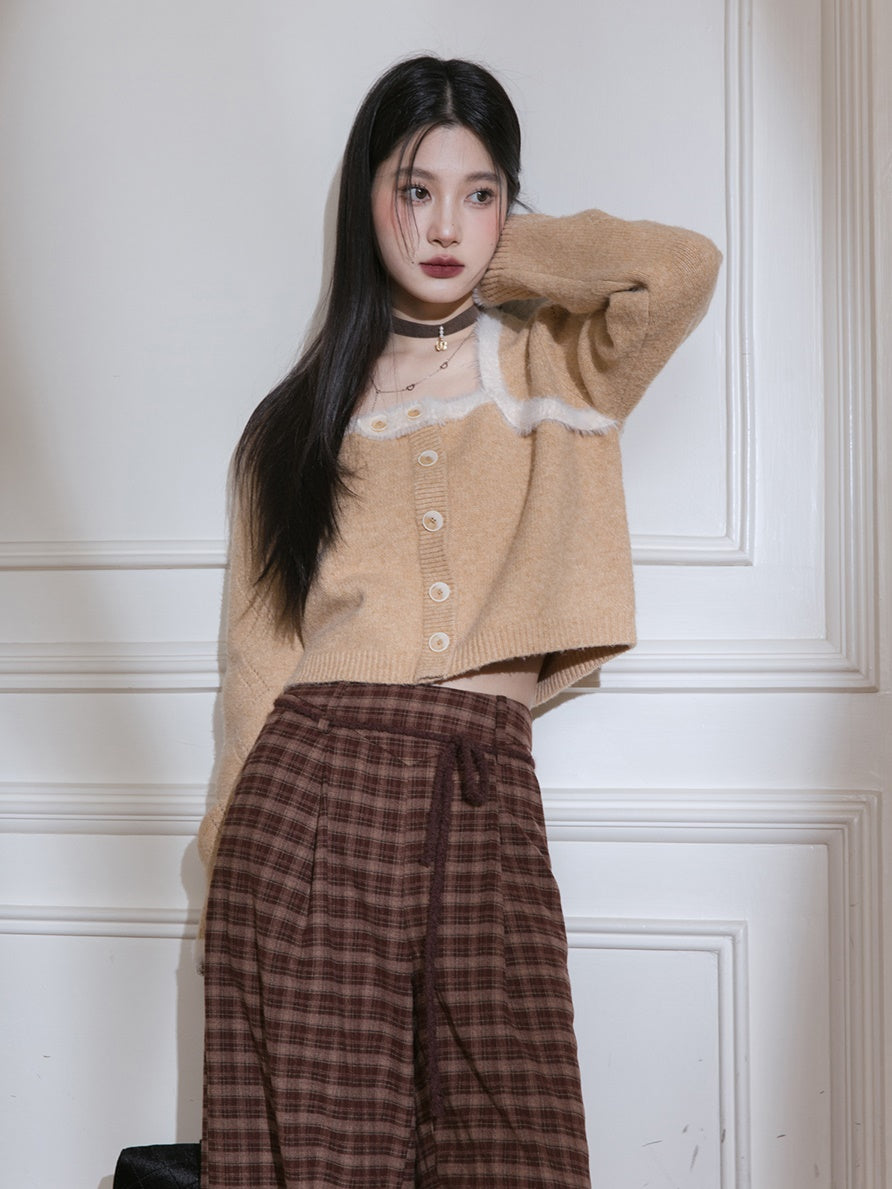 Square Neck Fake Two-piece Sweater