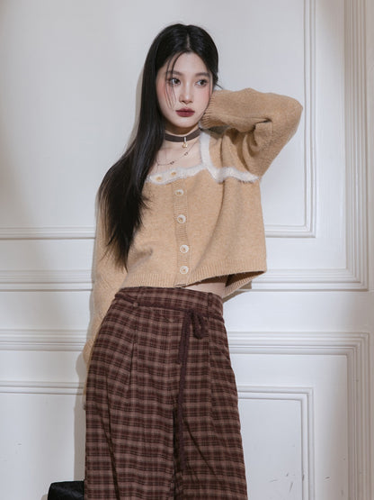 Square Neck Fake Two-piece Sweater