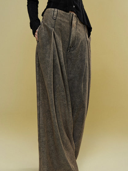 I-shaped Pleated Wide-leg Casual Pants