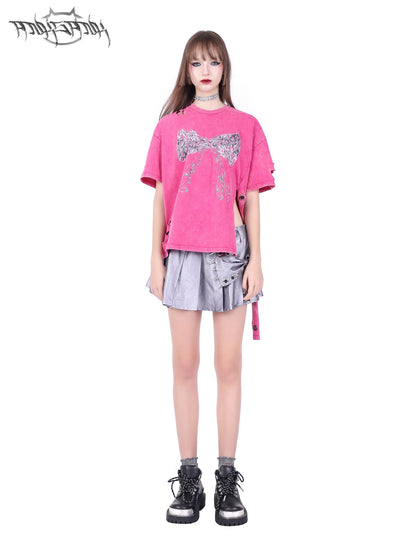 Ribbon Nichi Side-Cut Punk Oversize T-Shirt