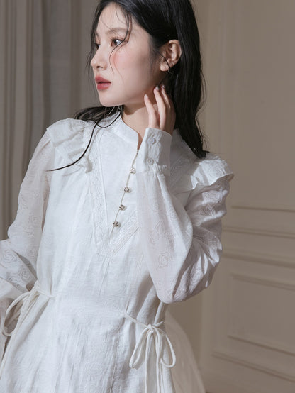 Rose Romanticism Webbing Small Flying Sleeve Dress