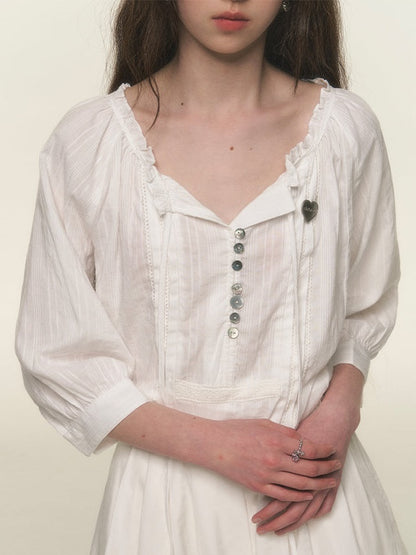 Shell Buckle Loose Shirt