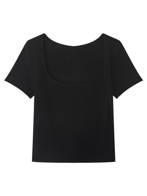 Irregular Square Collar Basic Cutsew