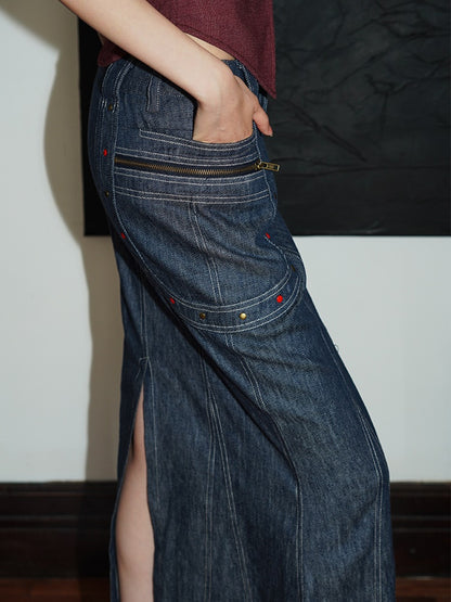 Imitation Denim Mermaid Long Skirt