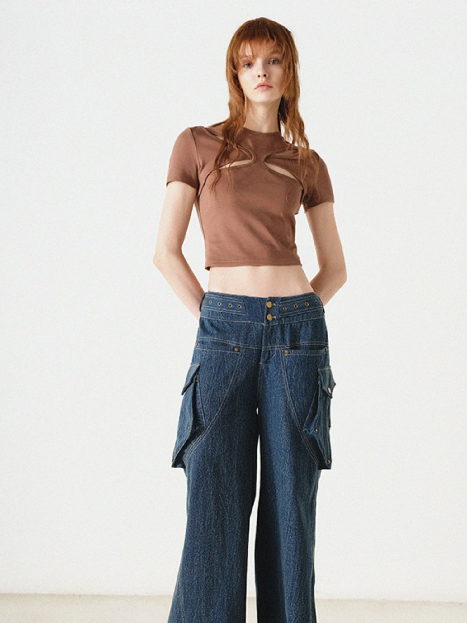 Hollow Slim Navel T-shirt