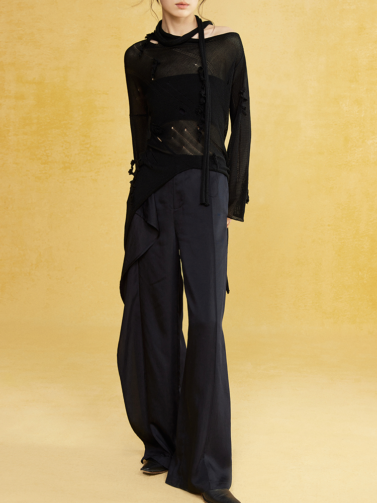 Loose-leaf Drape Wide-leg Casual Pants