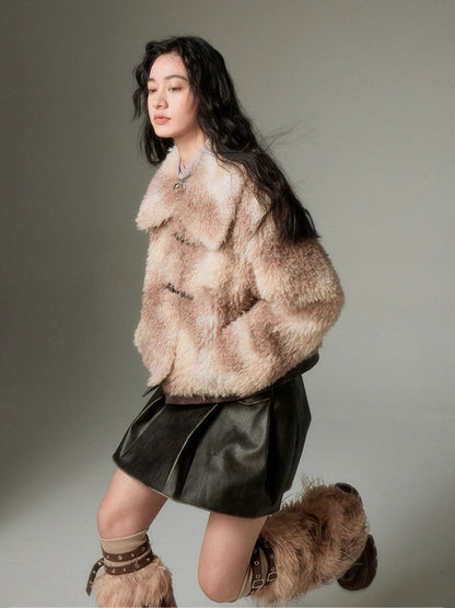 Smudged Color Fur Short Coat